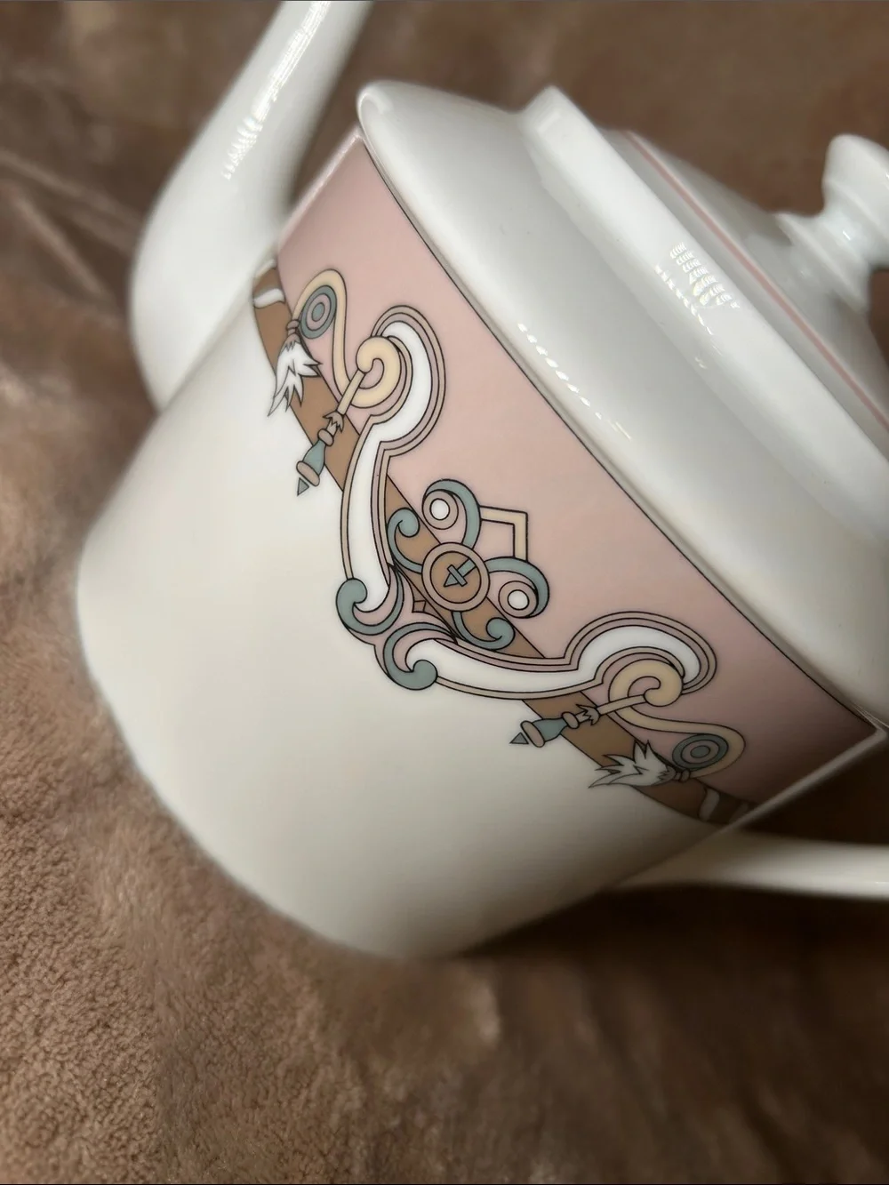 Ceralene A. Raynaud Serenade Beige Porcelain MCM White Teapot Limoges France
